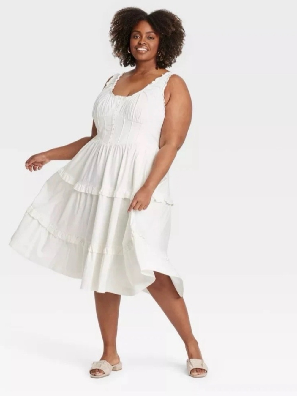 🌺AVA & VIV IVORY MILK MAID MIDI DRESS SIZE XXL NWT🌺